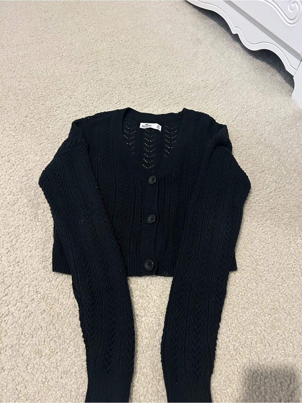 Hollister Black Button-Front Knit Cardigan